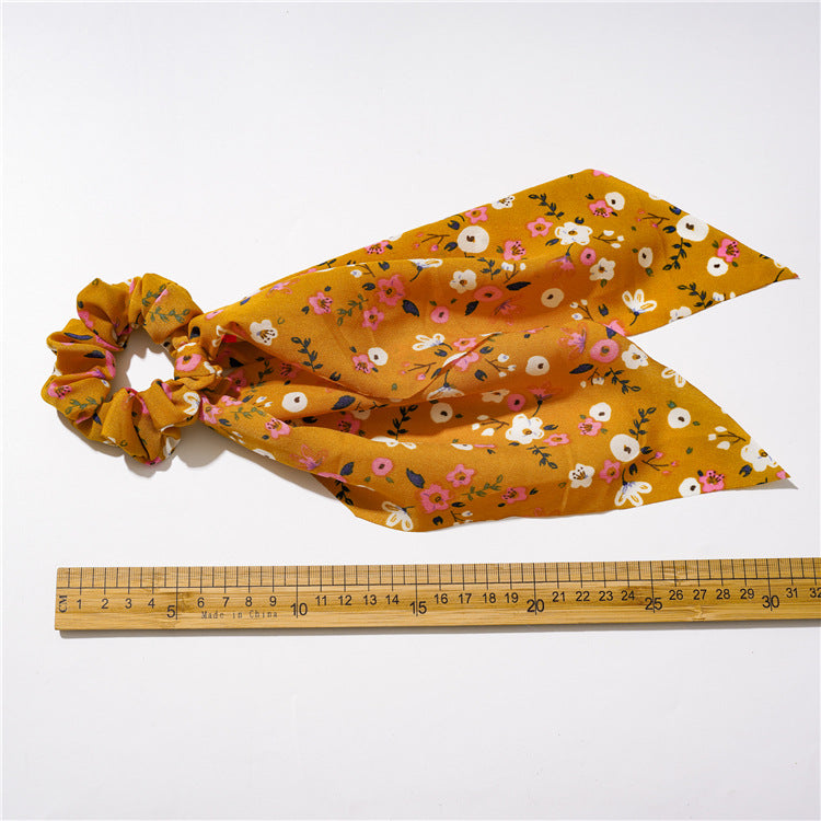 Wholesale Floral Small Fresh Hair Band Ribbon Ponytail Large Intestine Ring